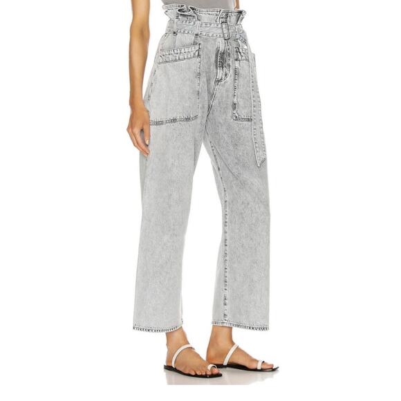 Agolde Aden Paperbag Belted Utility Wide Leg Jeans Rolling Thunder Gray Size 25 - Picture 2 of 13